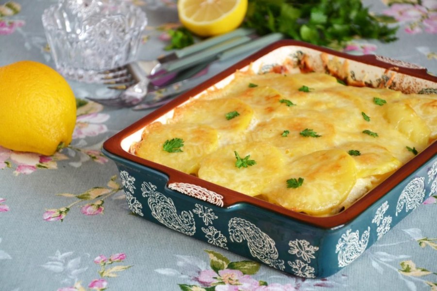 Картофельный гратен с беконом