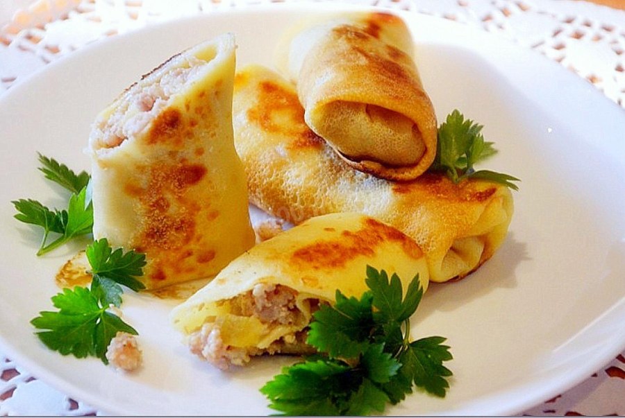 Блины фаршированные мясом