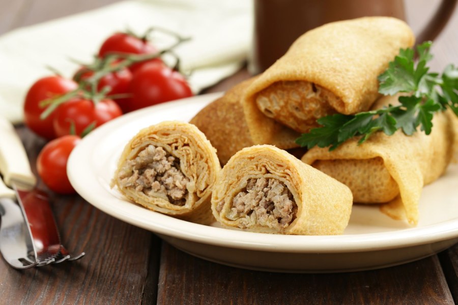 Блины фаршированные мясом