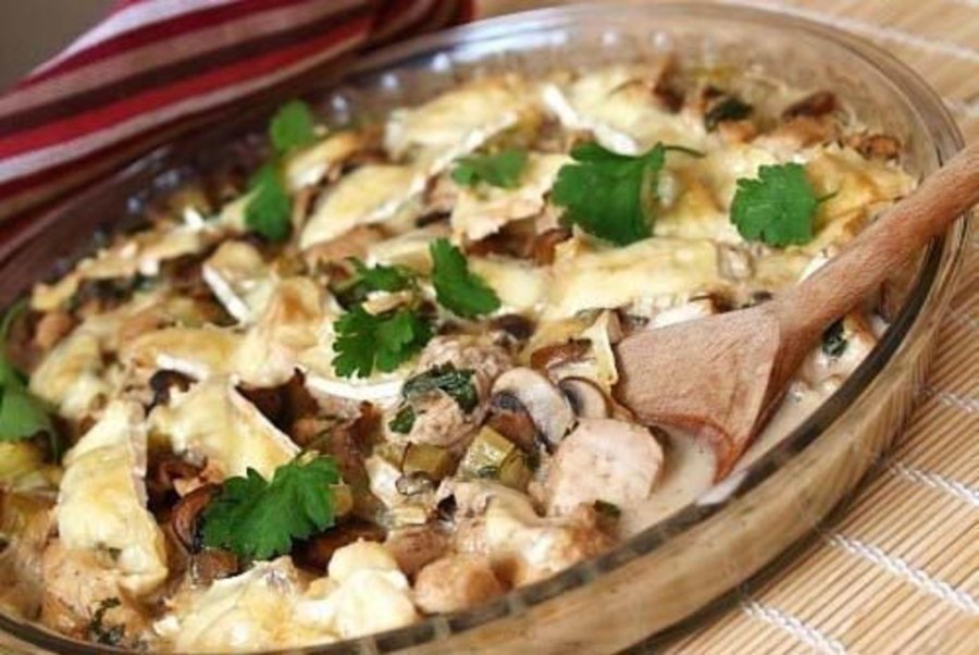 Куриное филе с шампиньонами в сливках