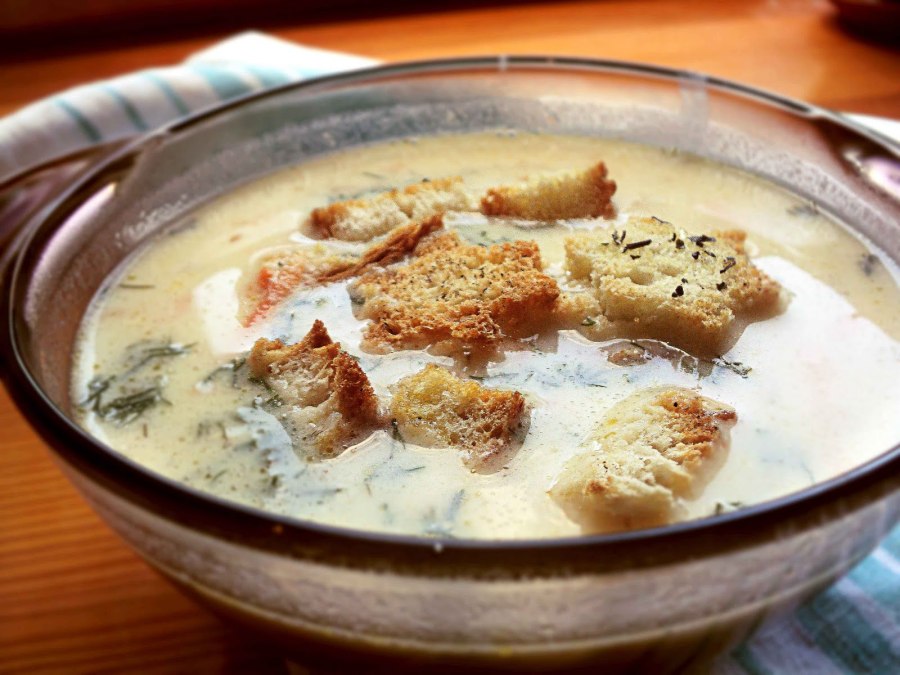 Суп с плавленным сыром и беконом
