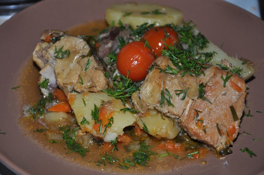 Печёнка куриная с луком и морковью