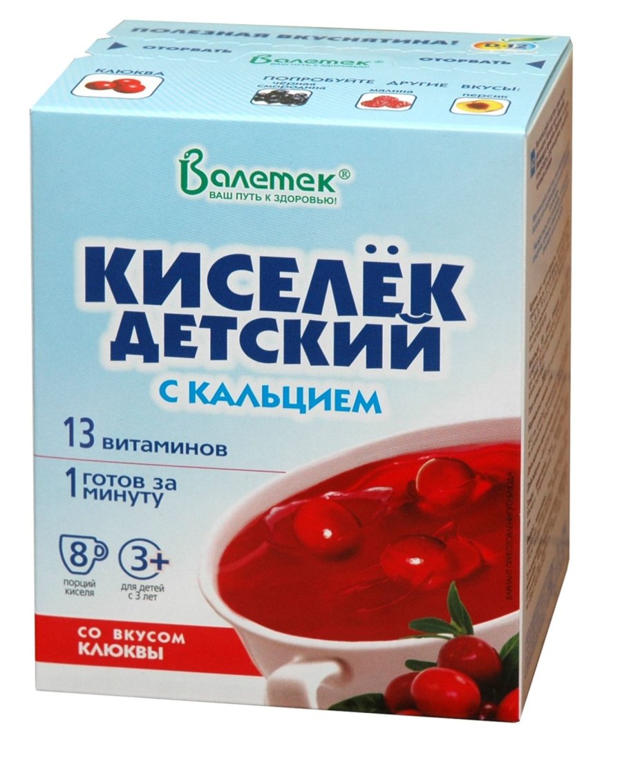 Кисель Валетек с кальцием со вкусом клюквы 200 г