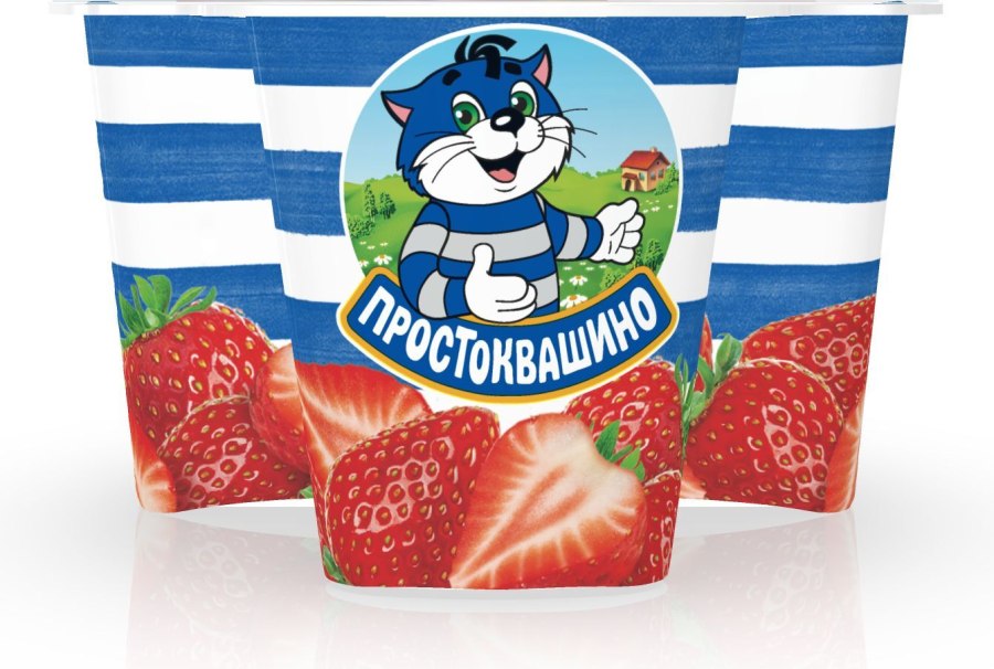 00000045567 Творож зерно Простоквашино 140г клубника в сливках