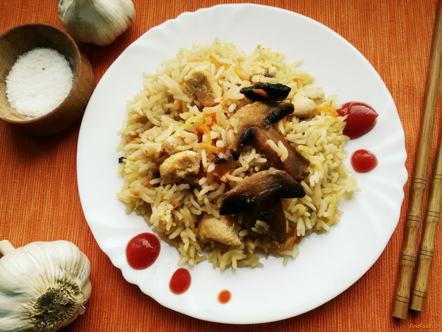 Плов с курицей и грибами