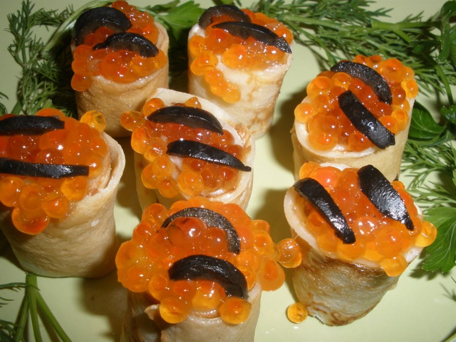 Фуршет закуски из блинчиков