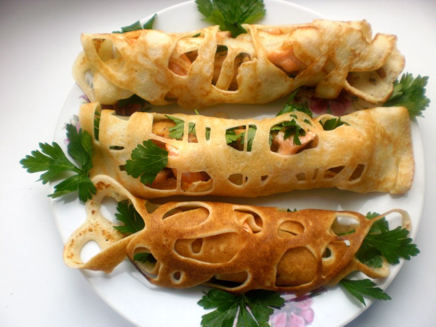 Блины с семгой и икрой