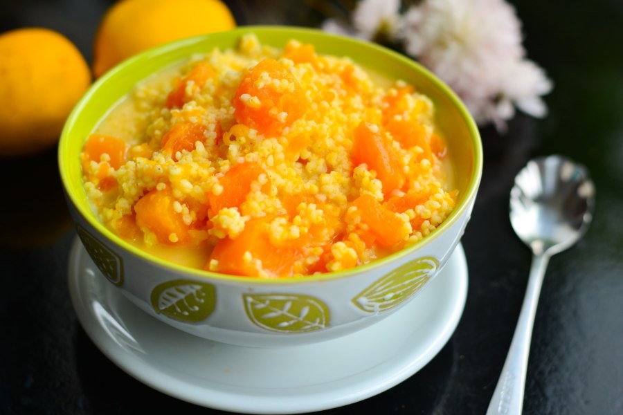 Пшённая каша с тыквой на молоке