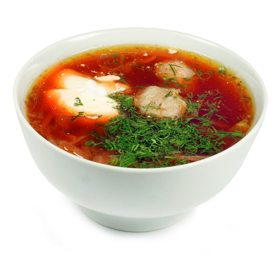 Суп на белом фоне