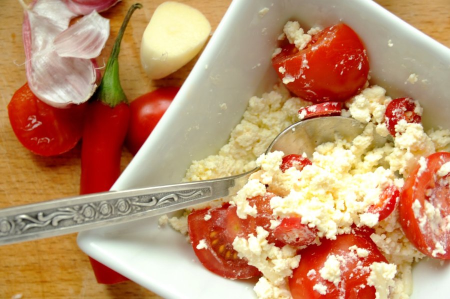 Творог с овощами