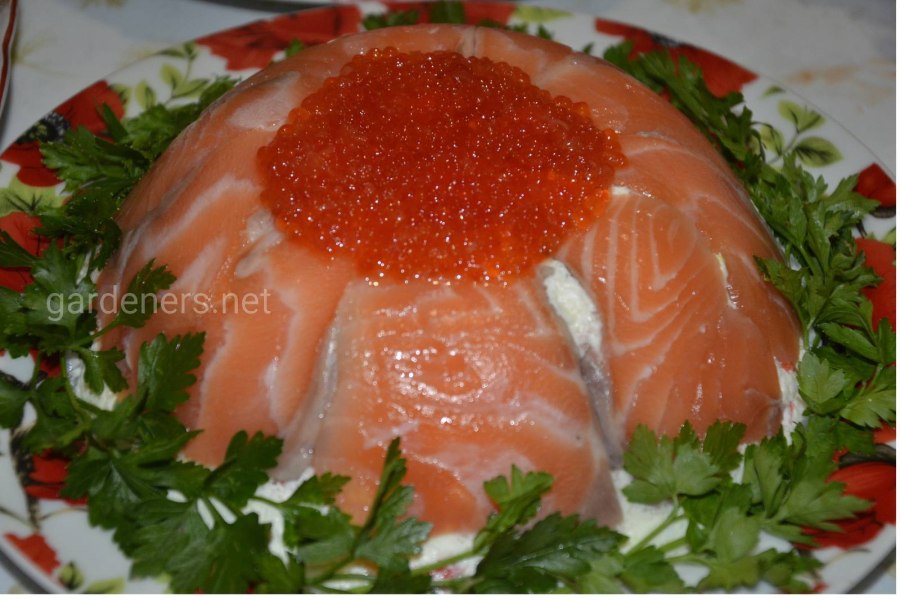 Рыбный торт из семги