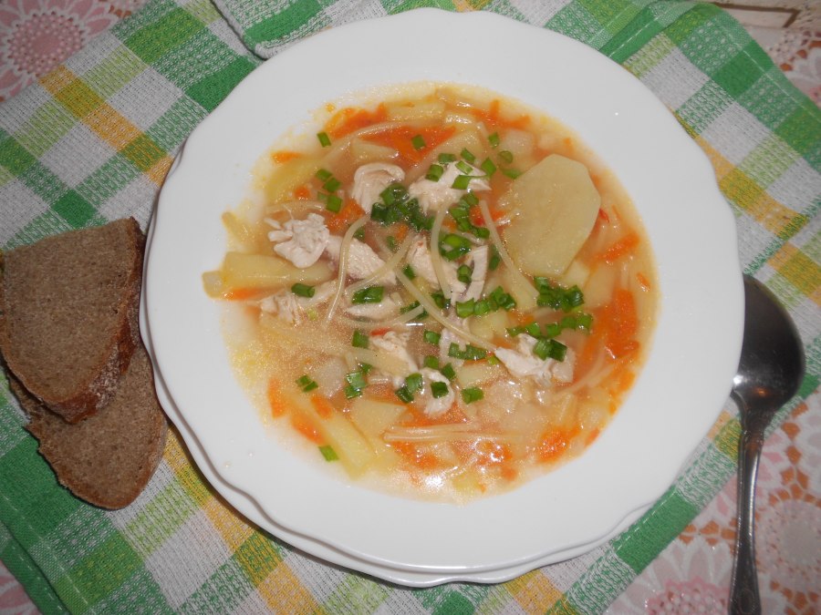 Суп с макаронами на курином бульоне