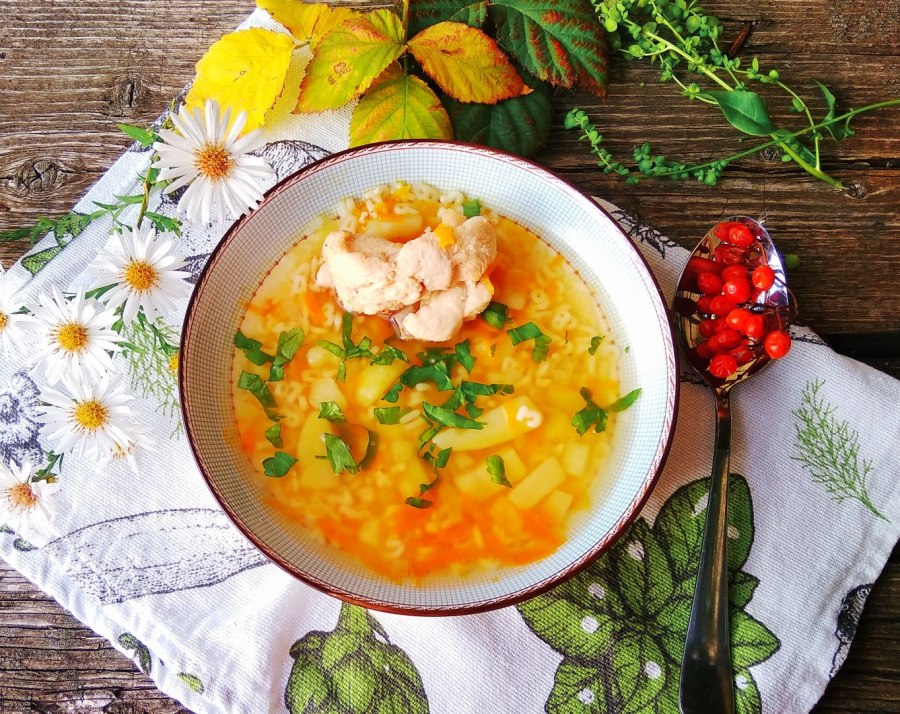 Суп студенческий с плавленным сыром