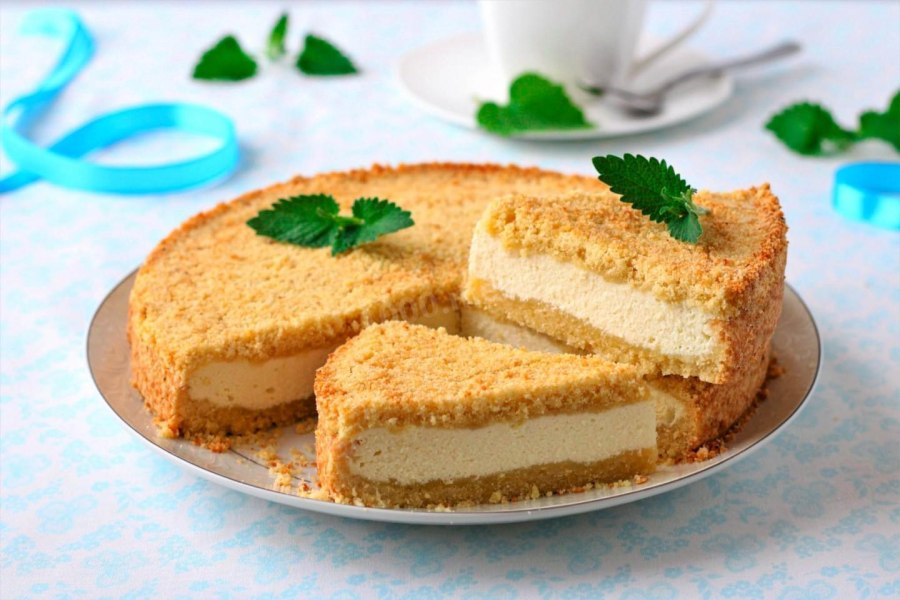 Насыпной песочный пирог с творогом