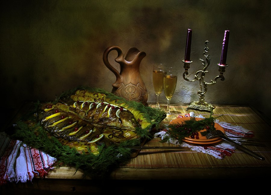 Клара Петерс натюрморт с рыбой