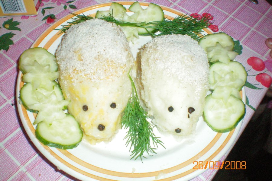 Ёжики из картошки на сковороде