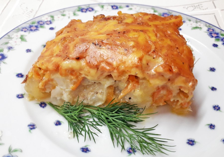 Рыба запеченная в омлете