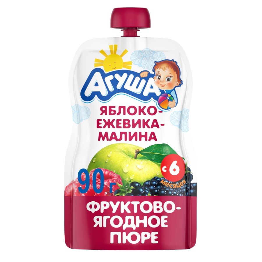 Пюре Агуша 90 г яблоко клубника малина