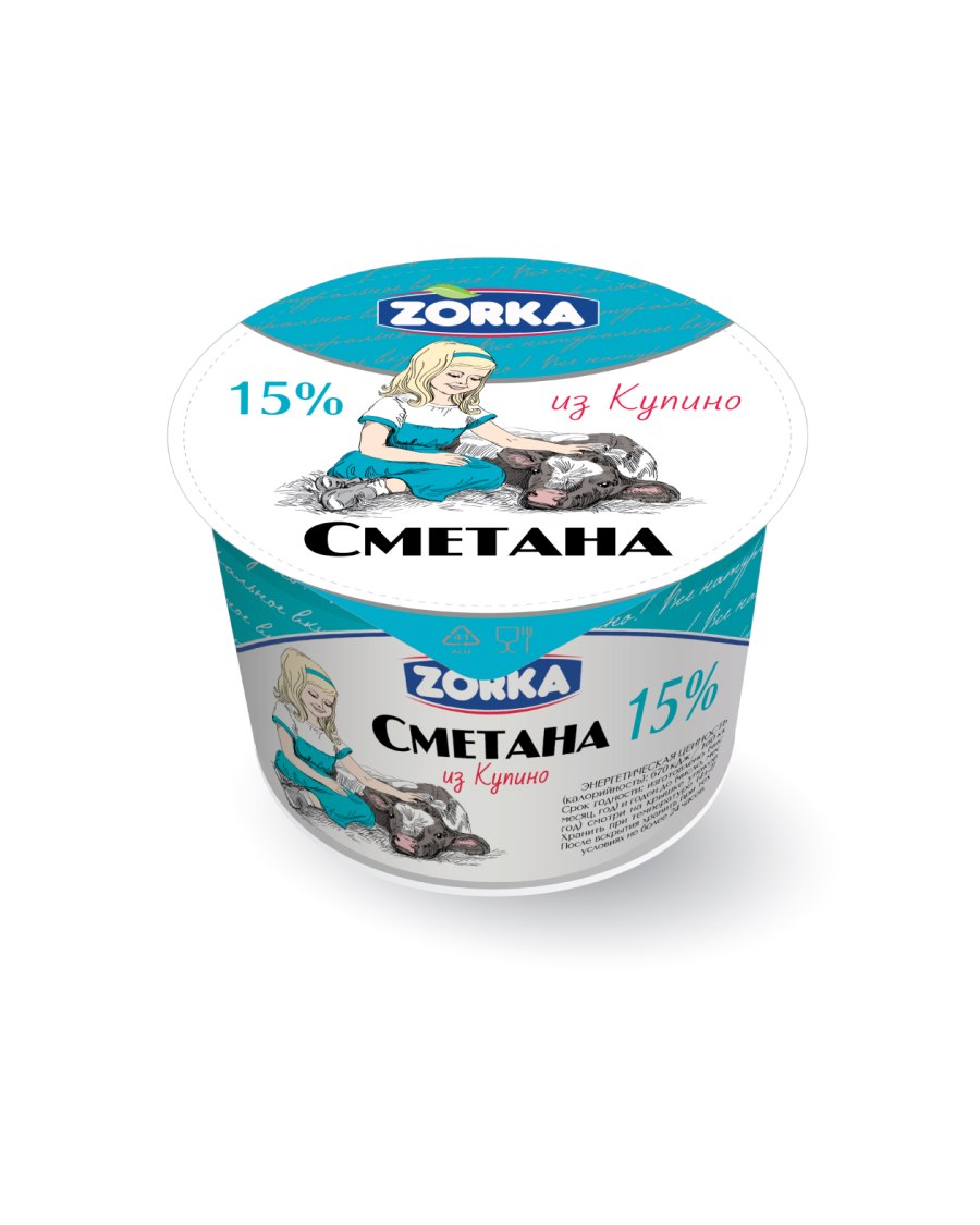 Простоквашино сметана 15 300г штрих