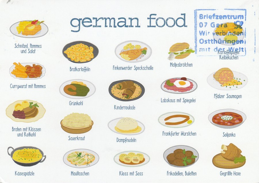 Германские блюда с названиями на английском