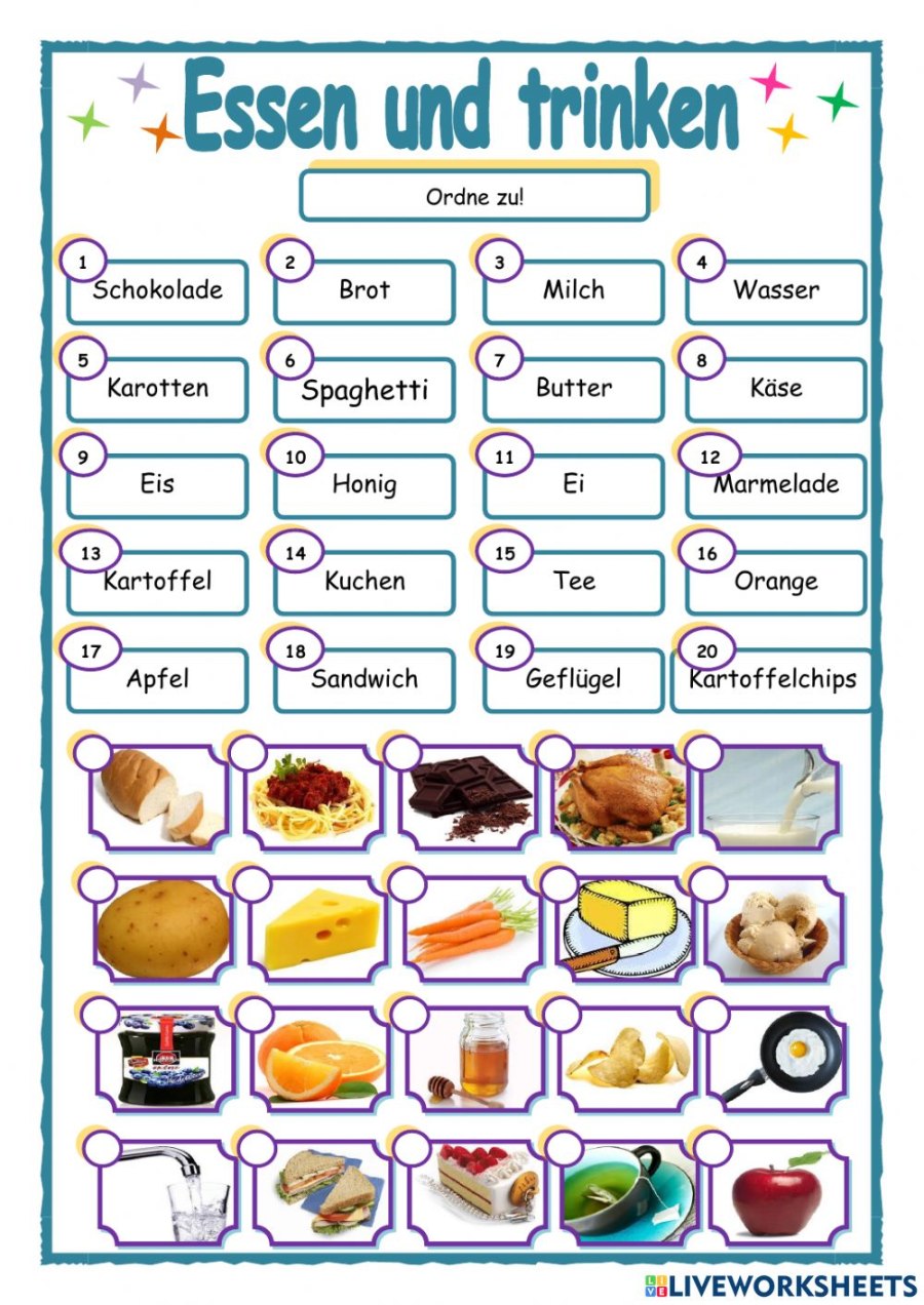 Essen und Trinken задания