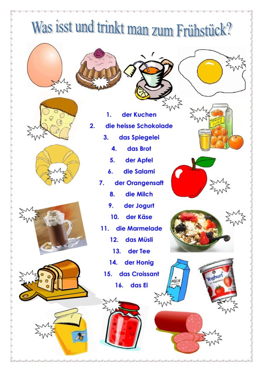 Тема продукты на немецком языке