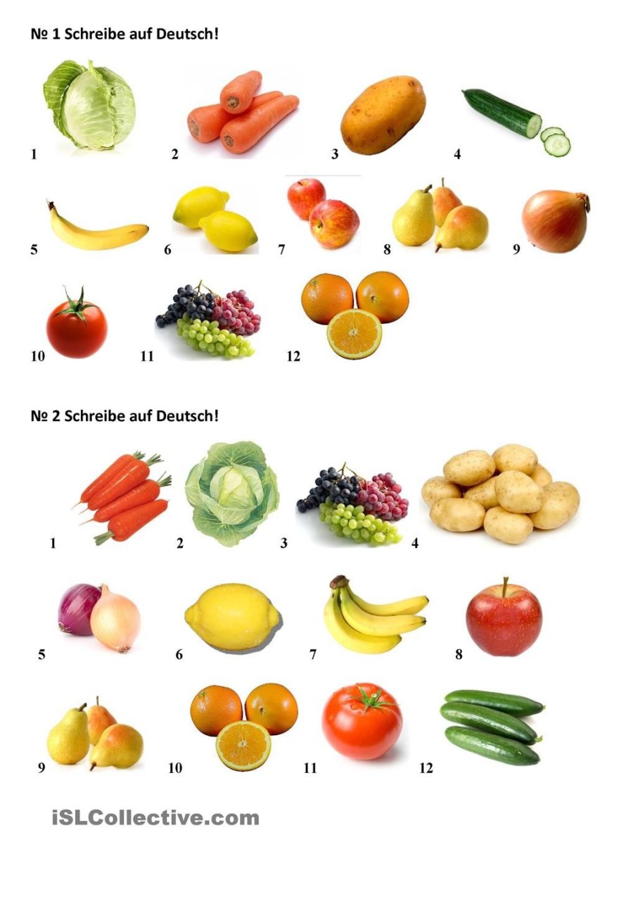 Фрукты на немецком языке