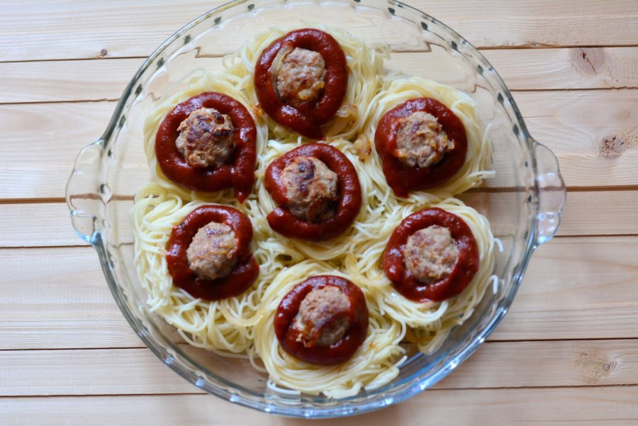 Фаршированные макароны гнезда