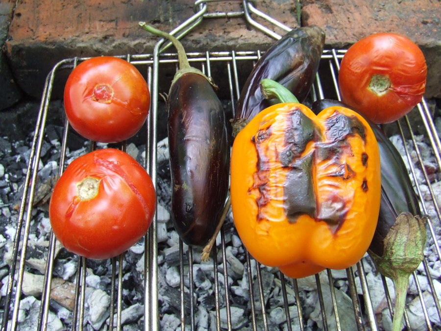 Баклажан помидор перец на мангале