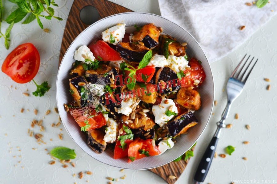 Салат с хрустящими баклажанами по грузински