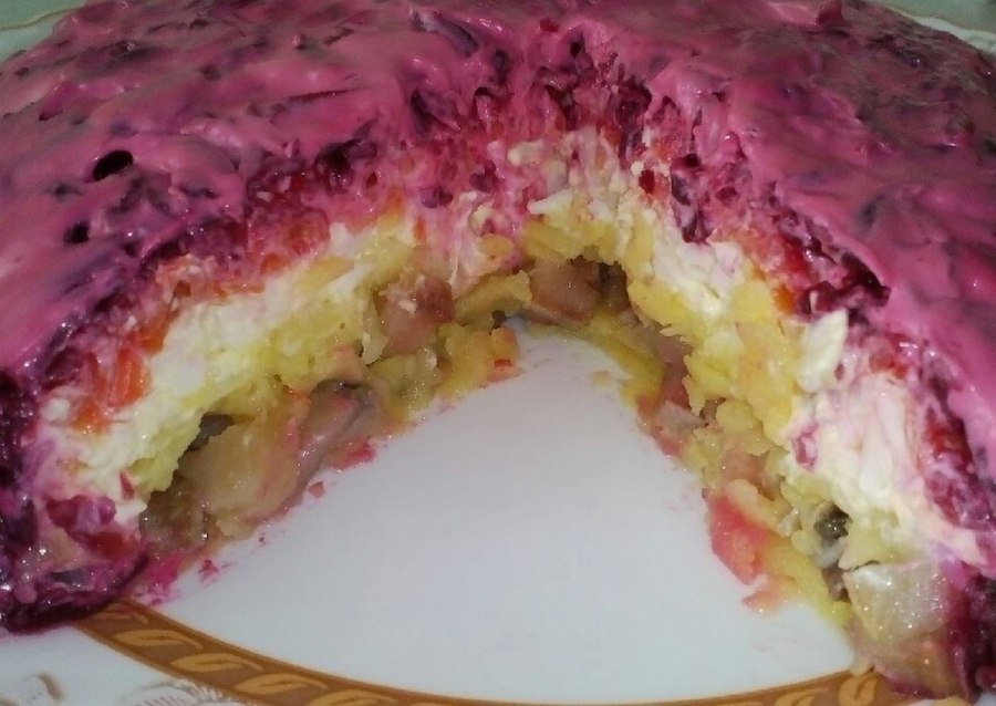 Сельдь под шубой без свеклы