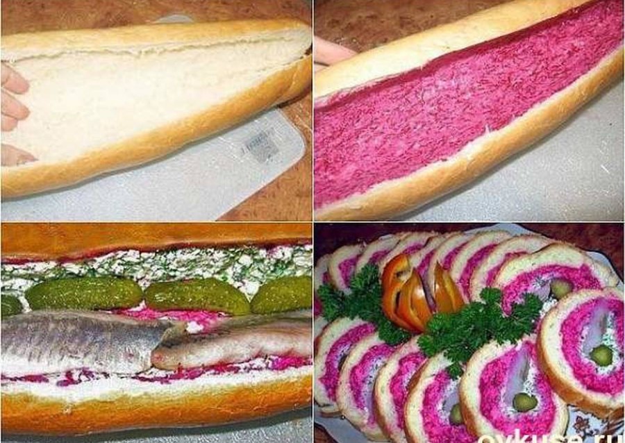 Селедка под шубой в батоне