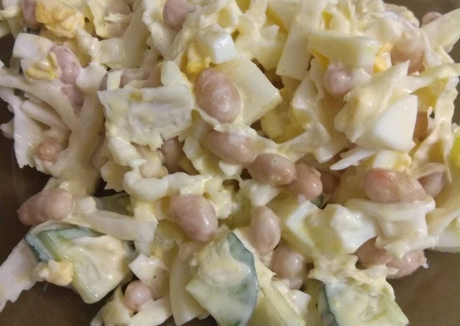 Салат фасоль пекинская капуста яйцо