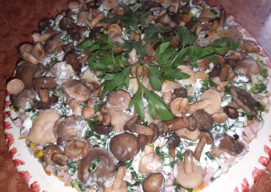 Салат грибы рядовка