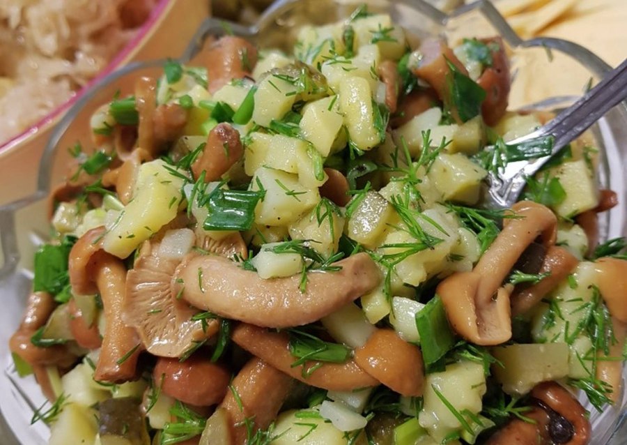 Салат Лесная Поляна с опятами