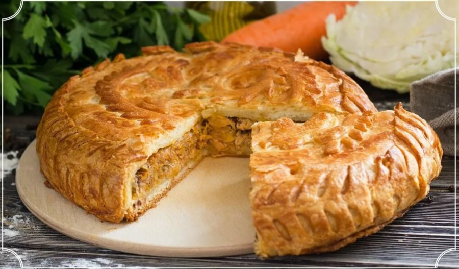 Рыбный пирог с капустой