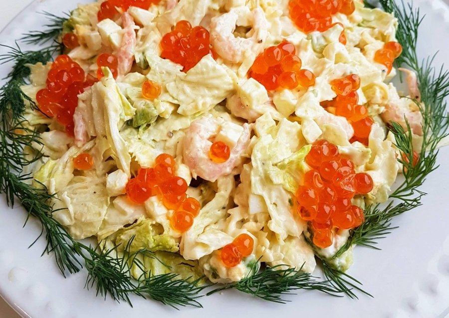 Салат «морская Жемчужина» креветки мидии кальмары