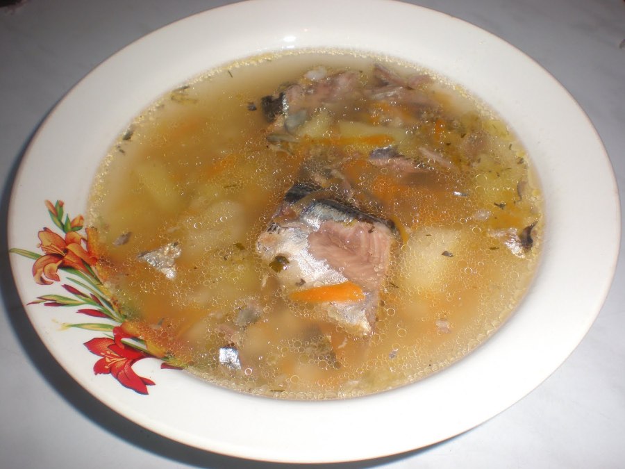 Суп из консервы сайры