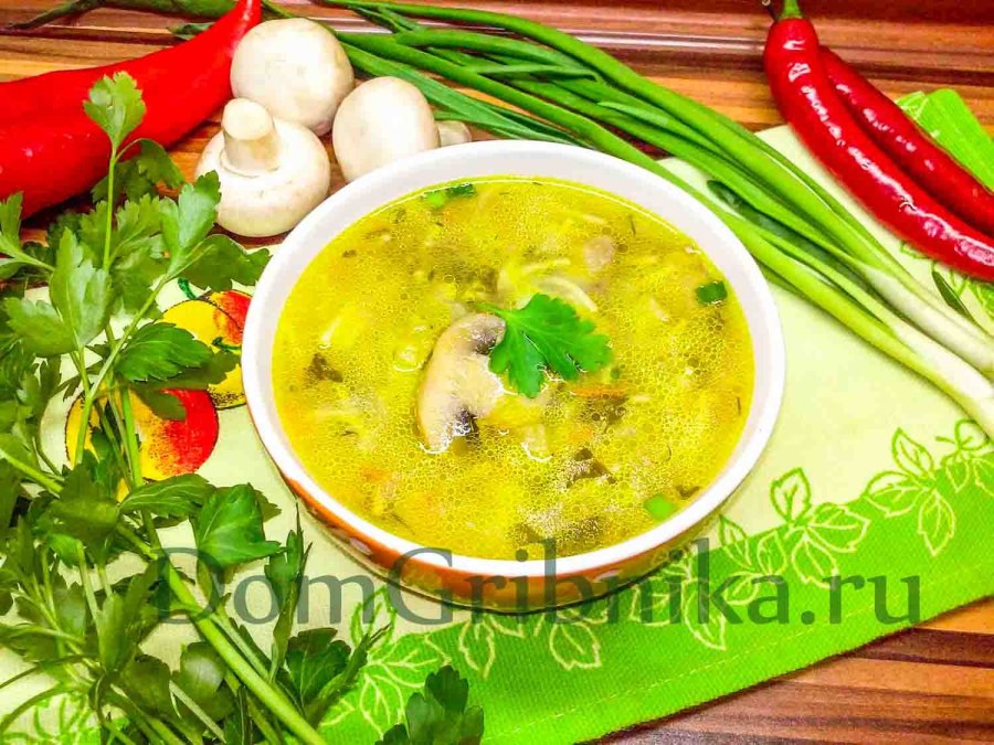 Суп с шампиньонами и курицей