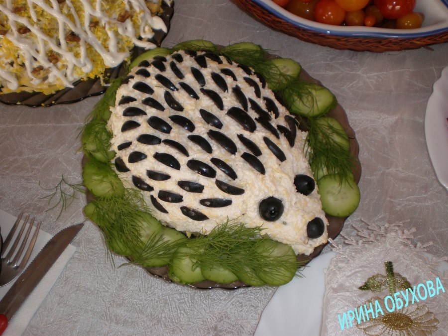 Салат Ёжик с кукурузой