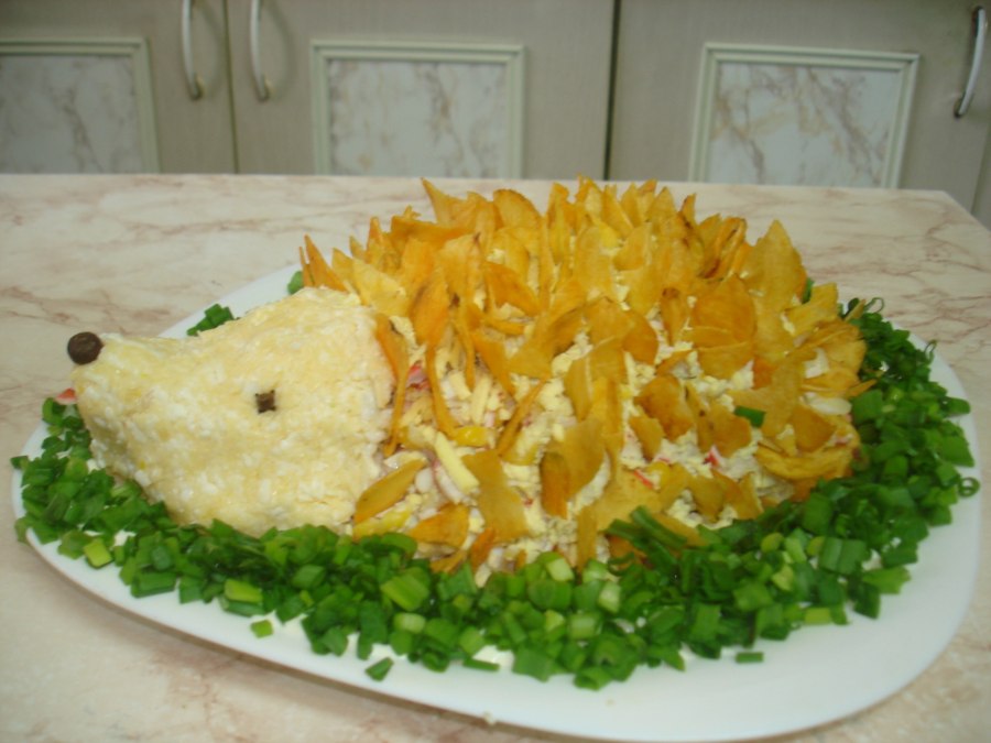 Салат Ёжик с корейской морковкой