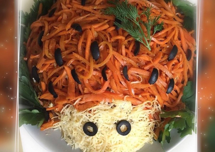 Салат Ежик с корейской морковью