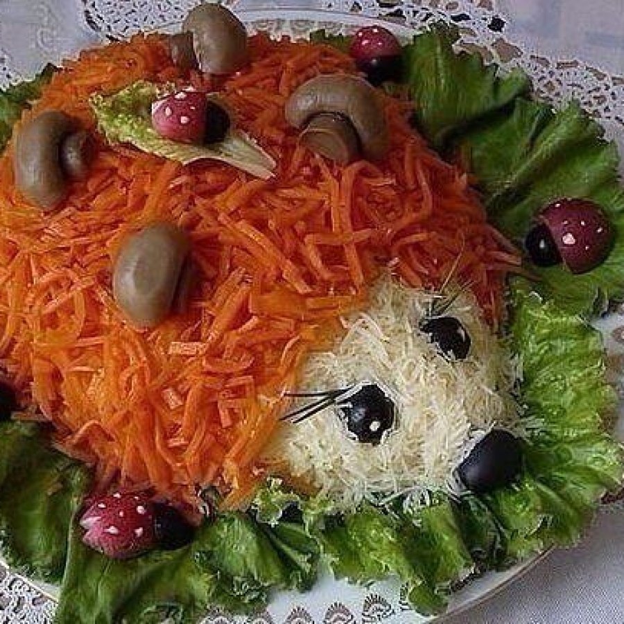 Салат Ежик с корейской морковью