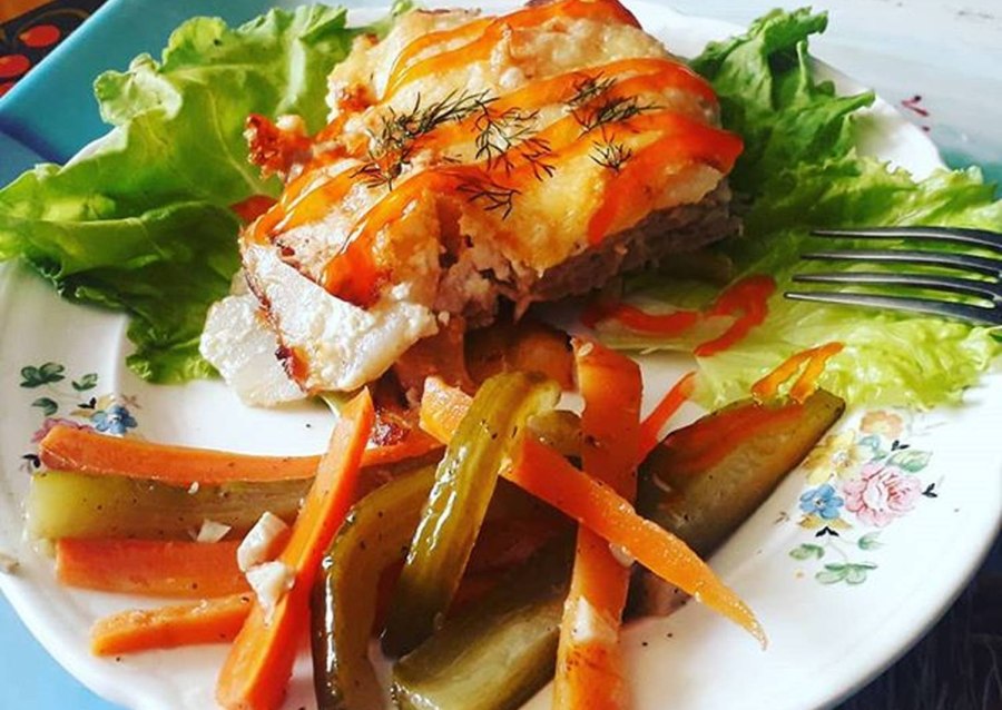 Картошка с фаршем индейки в духовке