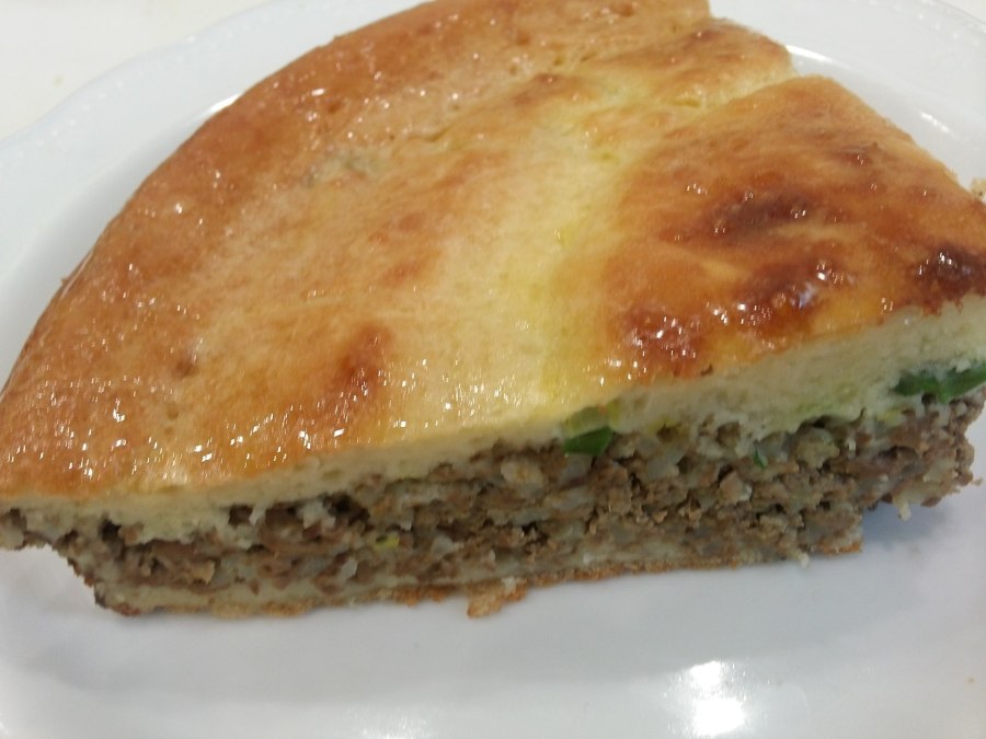 Заливной пирог с печенью и рисом