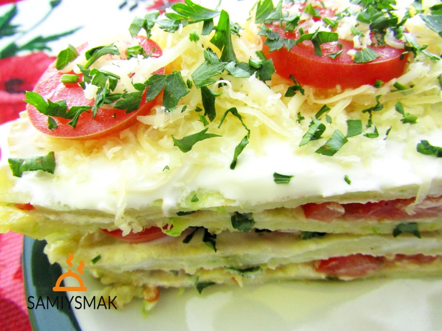 Торт из кабачков с фаршем