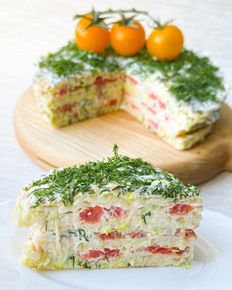 Кабачковый закусочный торт