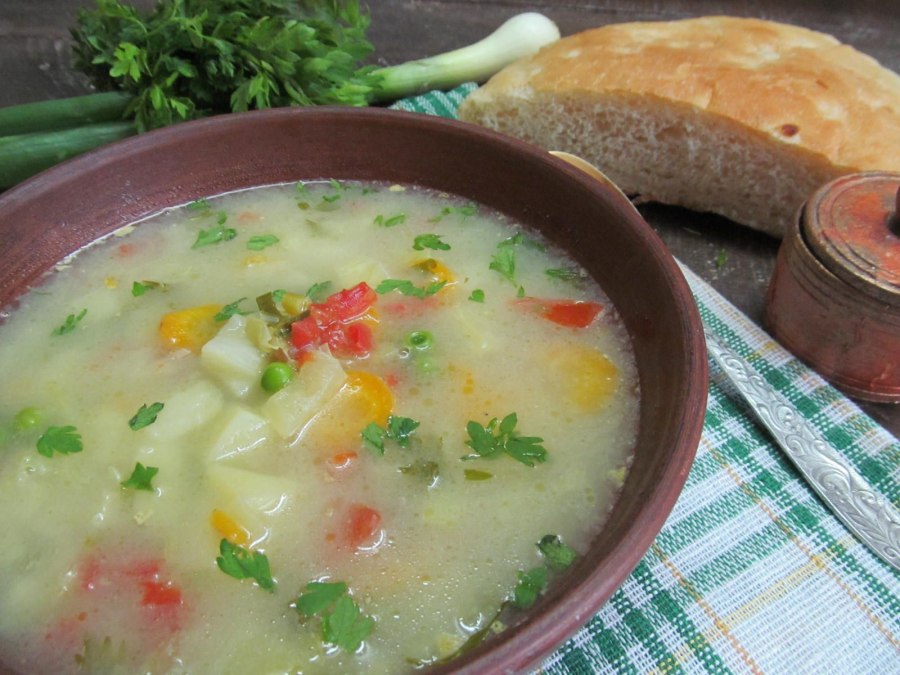 Суп с овощами и курицей