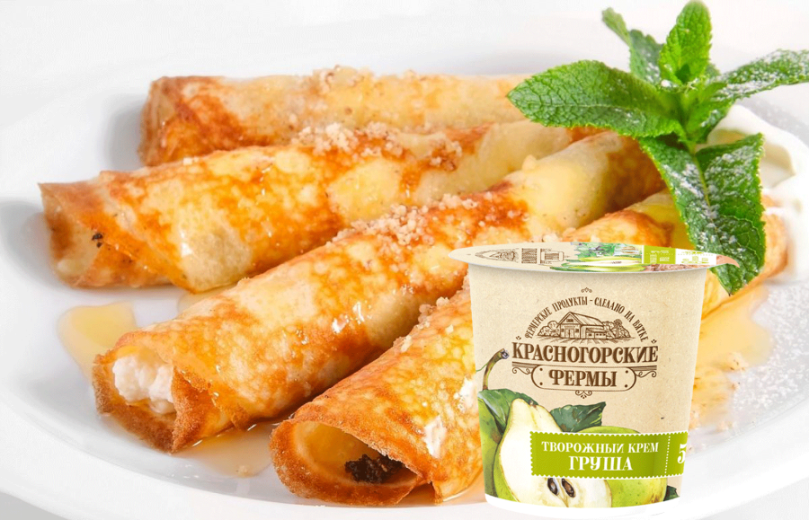 Блины фаршированные творогом и изюмом