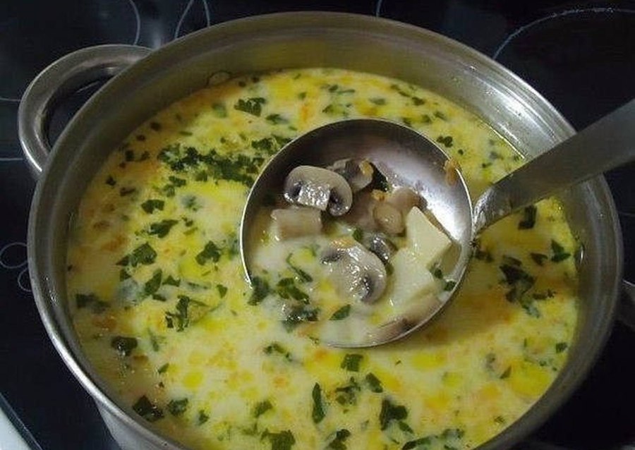 Сырный грибной суп с шампиньонами